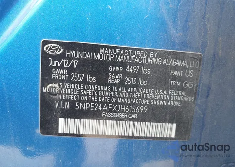 2018 Hyundai Sonata Se from USA, damaged, VIN 5NPE24AFXJH615699